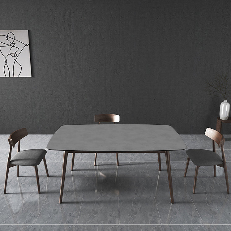 Rectangle Stone Top Dining Table Mid-Century Modern Dining Table with 4 Legs Clearhalo 'Dining Tables & Seating' 'Dining Tables' 'dining_table' 'furn' 'furn_dining_table' 'Furniture' 'furniture_dining_table' 'Kitchen & Dining Furniture' 'kitchen' 'kitchen_dining_table' 4853651