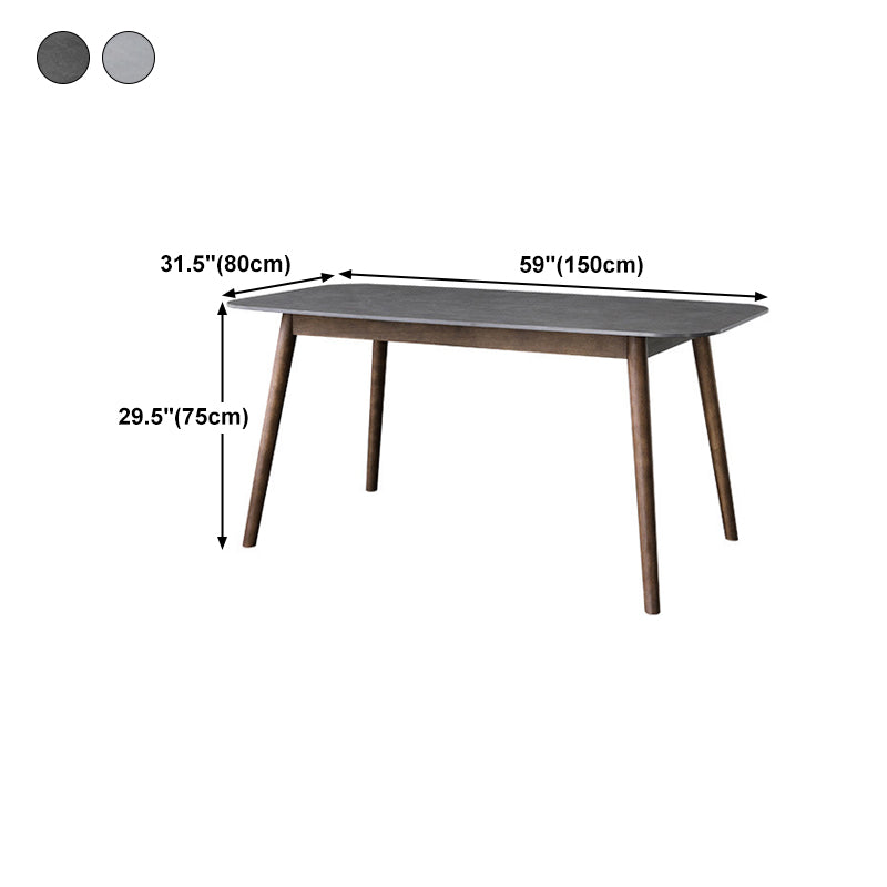 Rectangle Stone Top Dining Table Mid-Century Modern Dining Table with 4 Legs Clearhalo 'Dining Tables & Seating' 'Dining Tables' 'dining_table' 'furn' 'furn_dining_table' 'Furniture' 'furniture_dining_table' 'Kitchen & Dining Furniture' 'kitchen' 'kitchen_dining_table' 4853656