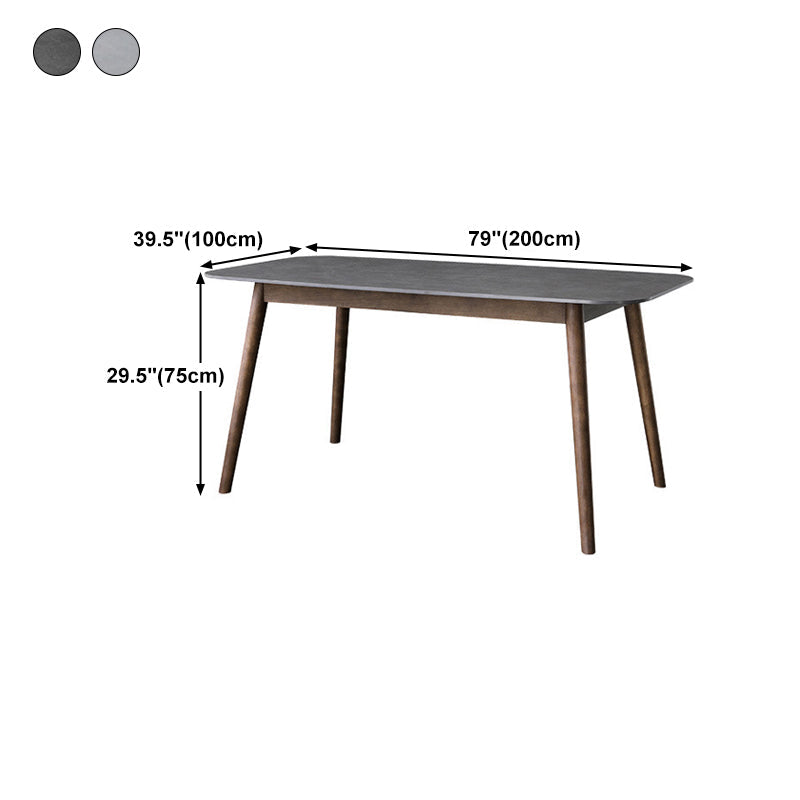 Rectangle Stone Top Dining Table Mid-Century Modern Dining Table with 4 Legs Clearhalo 'Dining Tables & Seating' 'Dining Tables' 'dining_table' 'furn' 'furn_dining_table' 'Furniture' 'furniture_dining_table' 'Kitchen & Dining Furniture' 'kitchen' 'kitchen_dining_table' 4853659