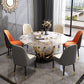 Glam Restaurant Sintered Stone Table Round Pedestal Dining Table Stone Pandora Gold 51.2"L x 51.2"W x 29.9"H Clearhalo 'Dining Tables & Seating' 'Dining Tables' 'dining_table' 'furn' 'furn_dining_table' 'Furniture' 'furniture_dining_table' 'Kitchen & Dining Furniture' 'kitchen' 'kitchen_dining_table' 4853661