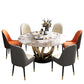 Glam Restaurant Sintered Stone Table Round Pedestal Dining Table Stone Pandora Gold Clearhalo 'Dining Tables & Seating' 'Dining Tables' 'dining_table' 'furn' 'furn_dining_table' 'Furniture' 'furniture_dining_table' 'Kitchen & Dining Furniture' 'kitchen' 'kitchen_dining_table' 4853664