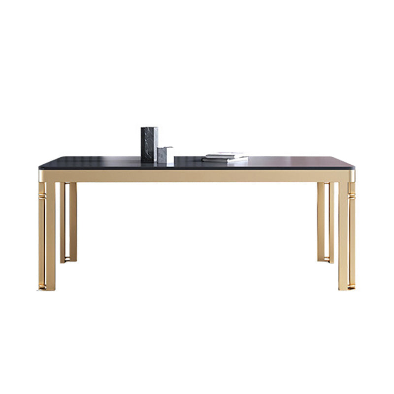 Glam Sintered Stone Home Table Gold Rectangle Dining Table with 4 Legs Black Gold Without Chairs Clearhalo 'Dining Tables & Seating' 'Dining Tables' 'dining_table' 'furn' 'furn_dining_table' 'Furniture' 'furniture_dining_table' 'Kitchen & Dining Furniture' 'kitchen' 'kitchen_dining_table' 4853677