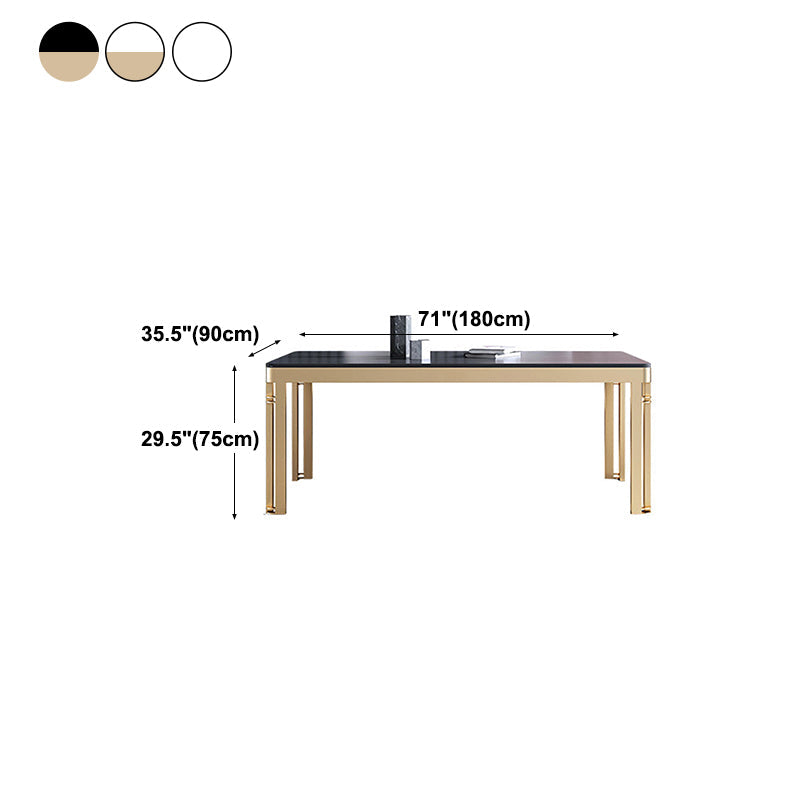 Glam Sintered Stone Home Table Gold Rectangle Dining Table with 4 Legs Clearhalo 'Dining Tables & Seating' 'Dining Tables' 'dining_table' 'furn' 'furn_dining_table' 'Furniture' 'furniture_dining_table' 'Kitchen & Dining Furniture' 'kitchen' 'kitchen_dining_table' 4853686