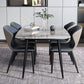 Stone Top Dining Table Modern Rectangle Dining Table with Black Base 51.2"L x 27.6"W x 29.5"H Clearhalo 'Dining Tables & Seating' 'Dining Tables' 'dining_table' 'Furniture' 'furniture_dining_table' 'Kitchen & Dining Furniture' 'kitchen' 'kitchen_dining_table' 4853690