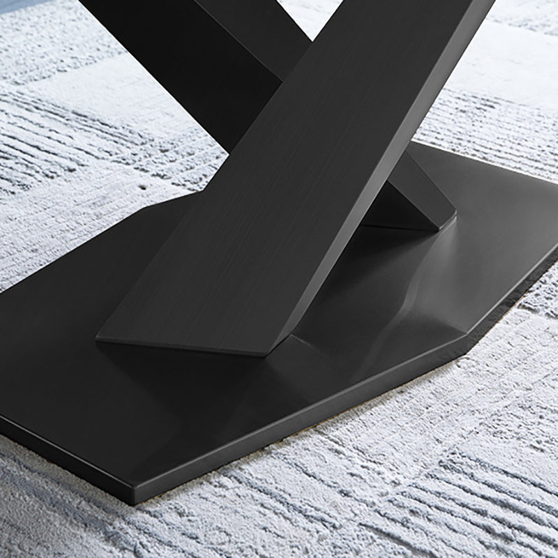 Stone Top Dining Table Modern Rectangle Dining Table with Black Base Clearhalo 'Dining Tables & Seating' 'Dining Tables' 'dining_table' 'Furniture' 'furniture_dining_table' 'Kitchen & Dining Furniture' 'kitchen' 'kitchen_dining_table' 4853693