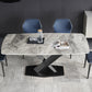 Stone Top Dining Table Modern Rectangle Dining Table with Black Base Clearhalo 'Dining Tables & Seating' 'Dining Tables' 'dining_table' 'Furniture' 'furniture_dining_table' 'Kitchen & Dining Furniture' 'kitchen' 'kitchen_dining_table' 4853698
