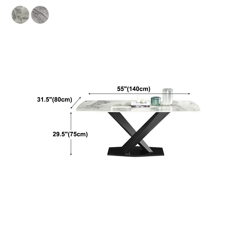 Stone Top Dining Table Modern Rectangle Dining Table with Black Base Clearhalo 'Dining Tables & Seating' 'Dining Tables' 'dining_table' 'Furniture' 'furniture_dining_table' 'Kitchen & Dining Furniture' 'kitchen' 'kitchen_dining_table' 4853702