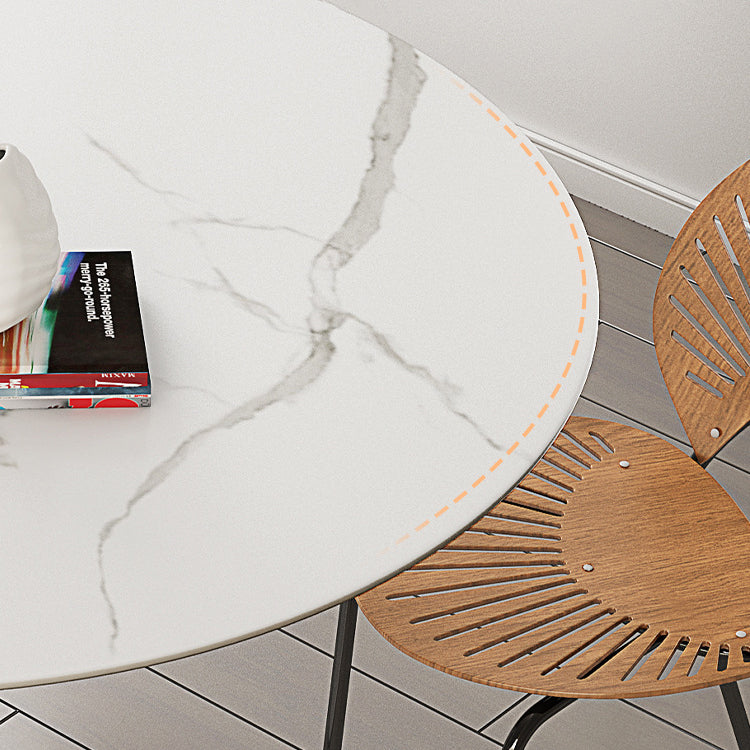 Stone Round Top Table Contemporary Dining Table with Pedestal Base Clearhalo 'Dining Tables & Seating' 'Dining Tables' 'dining_table' 'furn' 'furn_dining_table' 'Furniture' 'furniture_dining_table' 'Kitchen & Dining Furniture' 'kitchen' 'kitchen_dining_table' 4853714
