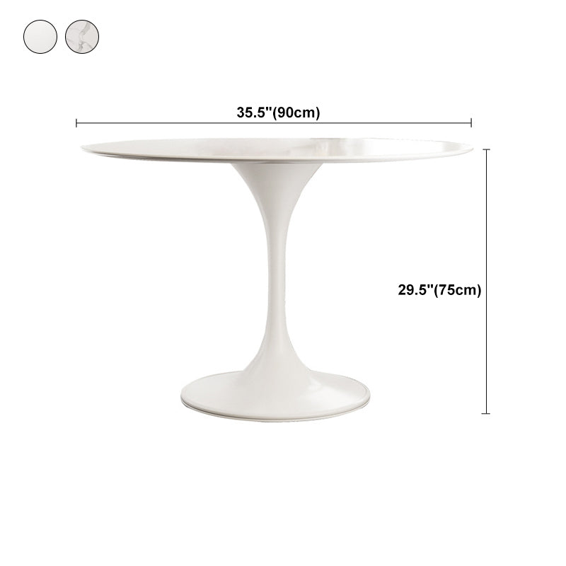 Stone Round Top Table Contemporary Dining Table with Pedestal Base Clearhalo 'Dining Tables & Seating' 'Dining Tables' 'dining_table' 'furn' 'furn_dining_table' 'Furniture' 'furniture_dining_table' 'Kitchen & Dining Furniture' 'kitchen' 'kitchen_dining_table' 4853717