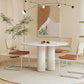 Living Room Contemporary Dining Table Round Dining Table with Pedestal Base White 51.2"L x 51.2"W x 29.5"H Without Chairs Clearhalo 'Dining Tables & Seating' 'Dining Tables' 'dining_table' 'furn' 'furn_dining_table' 'Furniture' 'furniture_dining_table' 'Kitchen & Dining Furniture' 'kitchen' 'kitchen_dining_table' 4853736