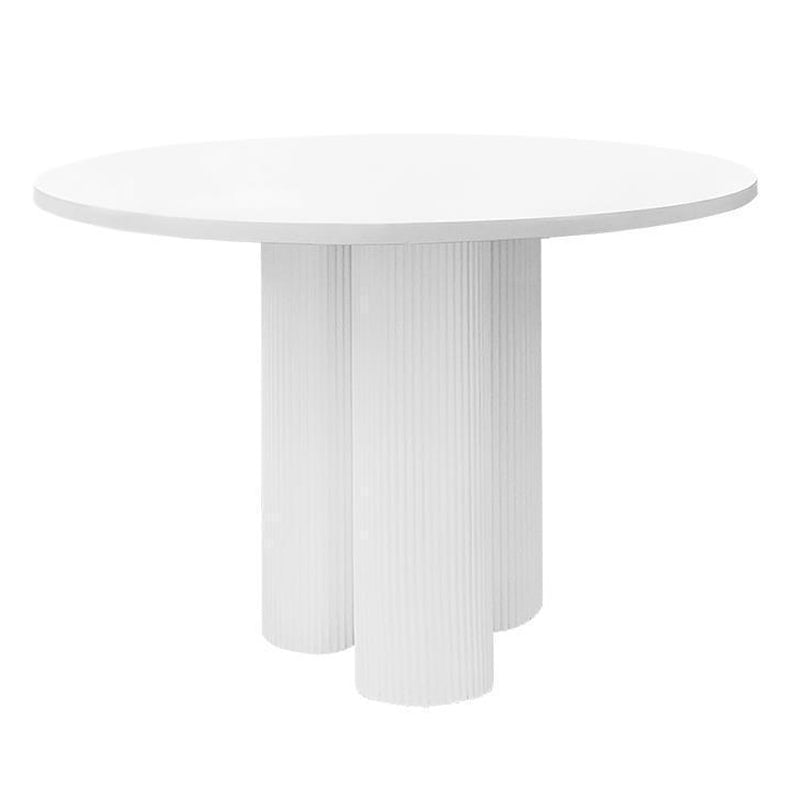 Living Room Contemporary Dining Table Round Dining Table with Pedestal Base White Without Chairs Clearhalo 'Dining Tables & Seating' 'Dining Tables' 'dining_table' 'furn' 'furn_dining_table' 'Furniture' 'furniture_dining_table' 'Kitchen & Dining Furniture' 'kitchen' 'kitchen_dining_table' 4853742