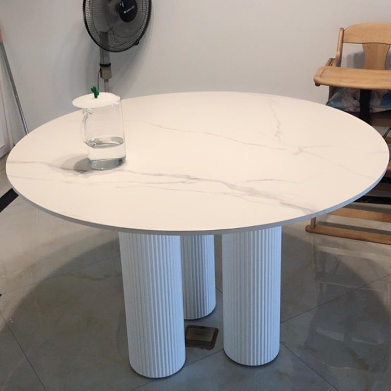 Living Room Contemporary Dining Table Round Dining Table with Pedestal Base Gloss White Without Chairs Clearhalo 'Dining Tables & Seating' 'Dining Tables' 'dining_table' 'furn' 'furn_dining_table' 'Furniture' 'furniture_dining_table' 'Kitchen & Dining Furniture' 'kitchen' 'kitchen_dining_table' 4853743