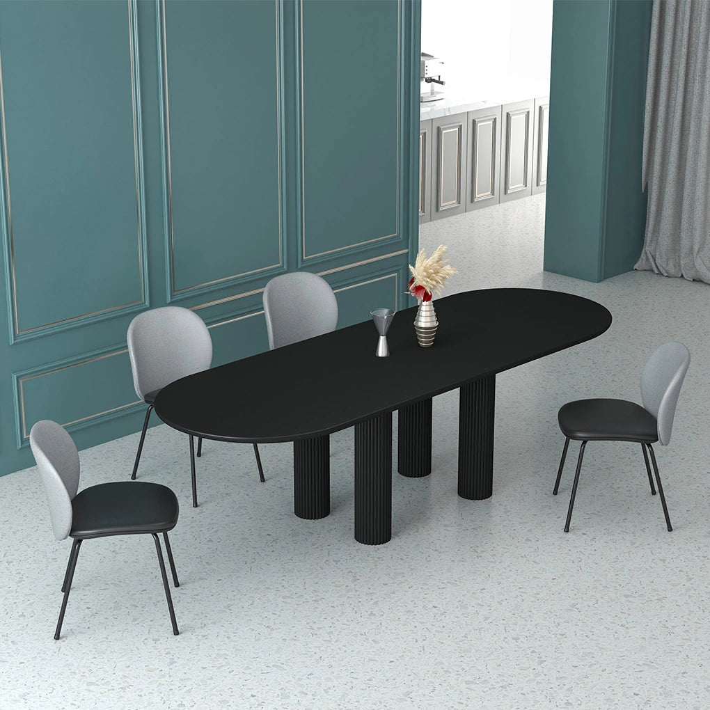 Modern Oval Dining Table Tripod Base Kitchen Dining Table with Solid Wood Black Without Chairs Clearhalo 'Dining Tables & Seating' 'Dining Tables' 'dining_table' 'furn' 'furn_dining_table' 'Furniture' 'furniture_dining_table' 'Kitchen & Dining Furniture' 'kitchen' 'kitchen_dining_table' 4853750