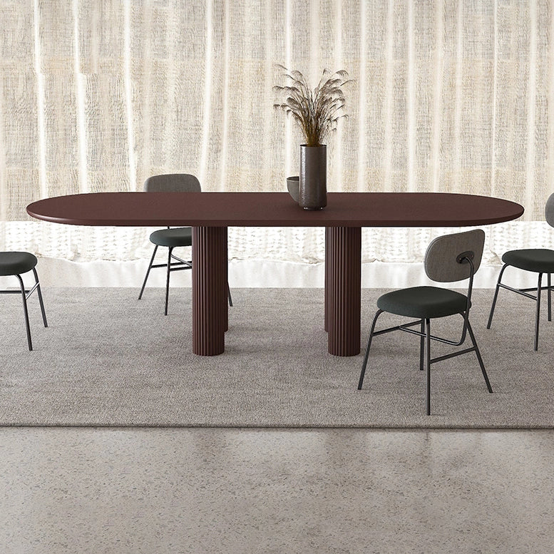 Modern Oval Dining Table Tripod Base Kitchen Dining Table with Solid Wood Clearhalo 'Dining Tables & Seating' 'Dining Tables' 'dining_table' 'furn' 'furn_dining_table' 'Furniture' 'furniture_dining_table' 'Kitchen & Dining Furniture' 'kitchen' 'kitchen_dining_table' 4853759