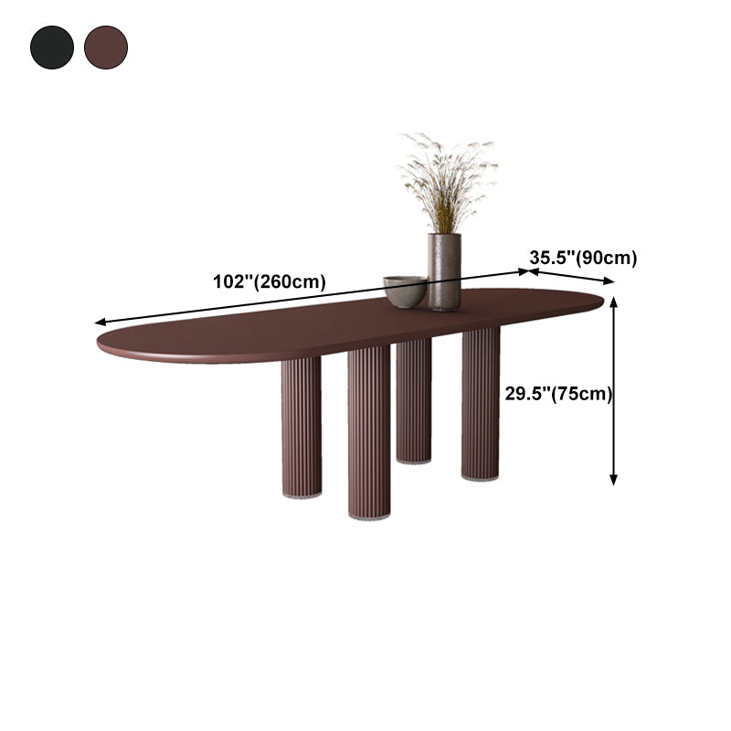 Modern Oval Dining Table Tripod Base Kitchen Dining Table with Solid Wood Clearhalo 'Dining Tables & Seating' 'Dining Tables' 'dining_table' 'furn' 'furn_dining_table' 'Furniture' 'furniture_dining_table' 'Kitchen & Dining Furniture' 'kitchen' 'kitchen_dining_table' 4853765