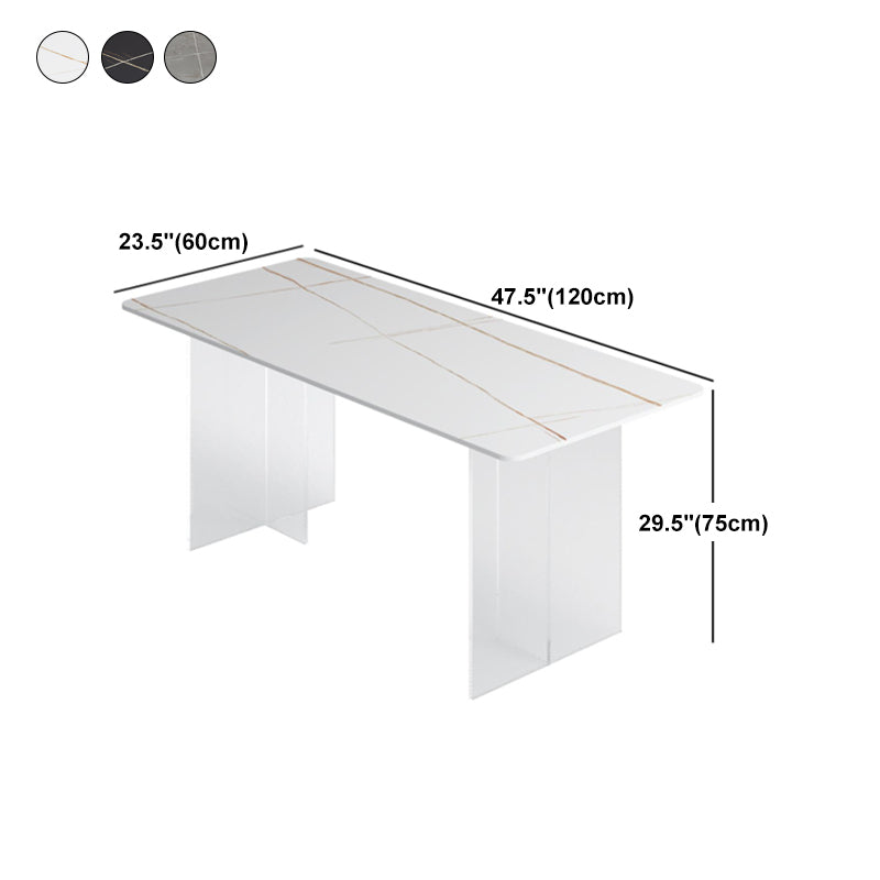 Dining Room Modern Dinette Table Rectangle Acrylic Double Pedestal Dining Table Clearhalo 'Dining Tables & Seating' 'Dining Tables' 'dining_table' 'furn' 'furn_dining_table' 'Furniture' 'furniture_dining_table' 'Kitchen & Dining Furniture' 'kitchen' 'kitchen_dining_table' 4853793