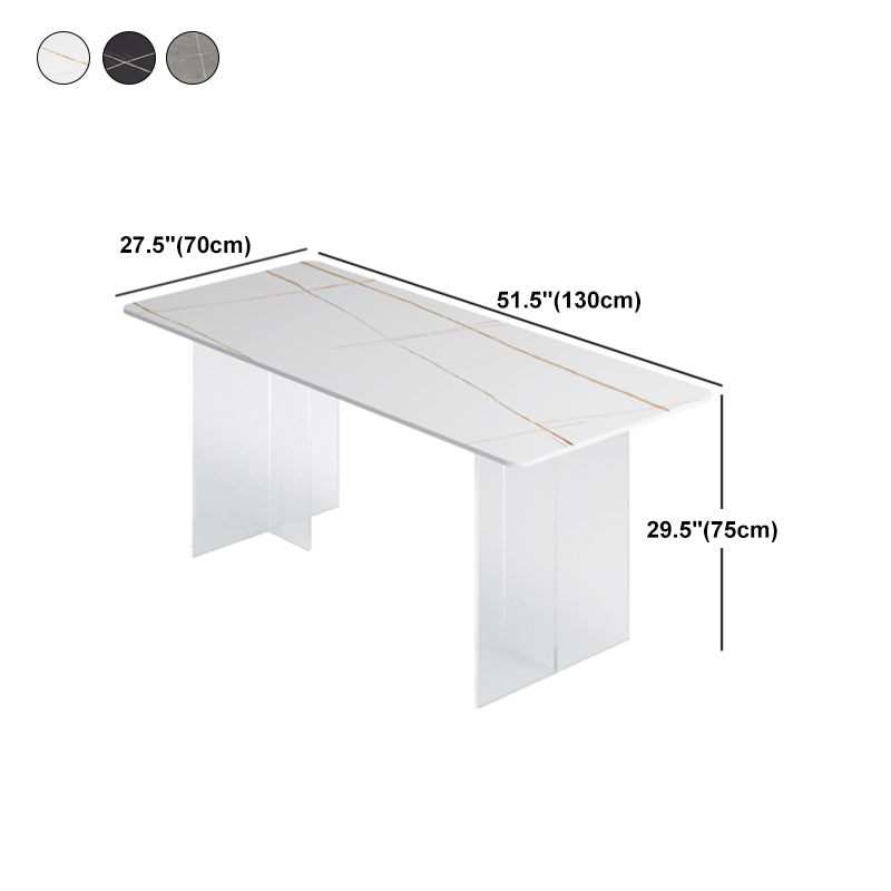 Dining Room Modern Dinette Table Rectangle Acrylic Double Pedestal Dining Table Clearhalo 'Dining Tables & Seating' 'Dining Tables' 'dining_table' 'furn' 'furn_dining_table' 'Furniture' 'furniture_dining_table' 'Kitchen & Dining Furniture' 'kitchen' 'kitchen_dining_table' 4853794