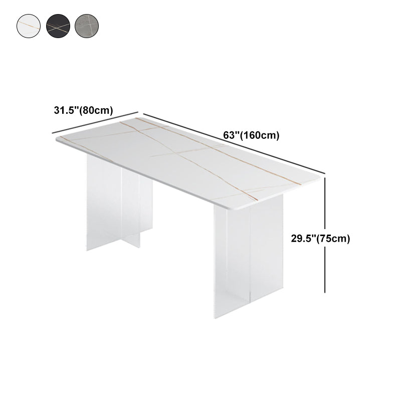 Dining Room Modern Dinette Table Rectangle Acrylic Double Pedestal Dining Table Clearhalo 'Dining Tables & Seating' 'Dining Tables' 'dining_table' 'furn' 'furn_dining_table' 'Furniture' 'furniture_dining_table' 'Kitchen & Dining Furniture' 'kitchen' 'kitchen_dining_table' 4853796