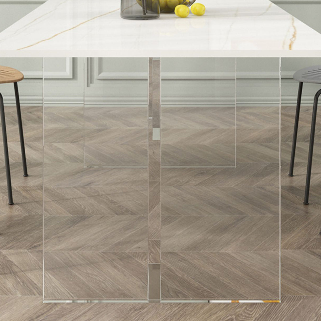 Modern Stone Top Dining Table Rectangle Acrylic Base Counter Dining Table Clearhalo 'Dining Tables & Seating' 'Dining Tables' 'dining_table' 'furn' 'furn_dining_table' 'Furniture' 'furniture_dining_table' 'Kitchen & Dining Furniture' 'kitchen' 'kitchen_dining_table' 4853805