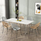 Modern Stone Top Dining Table Rectangle Acrylic Base Counter Dining Table Clearhalo 'Dining Tables & Seating' 'Dining Tables' 'dining_table' 'furn' 'furn_dining_table' 'Furniture' 'furniture_dining_table' 'Kitchen & Dining Furniture' 'kitchen' 'kitchen_dining_table' 4853809
