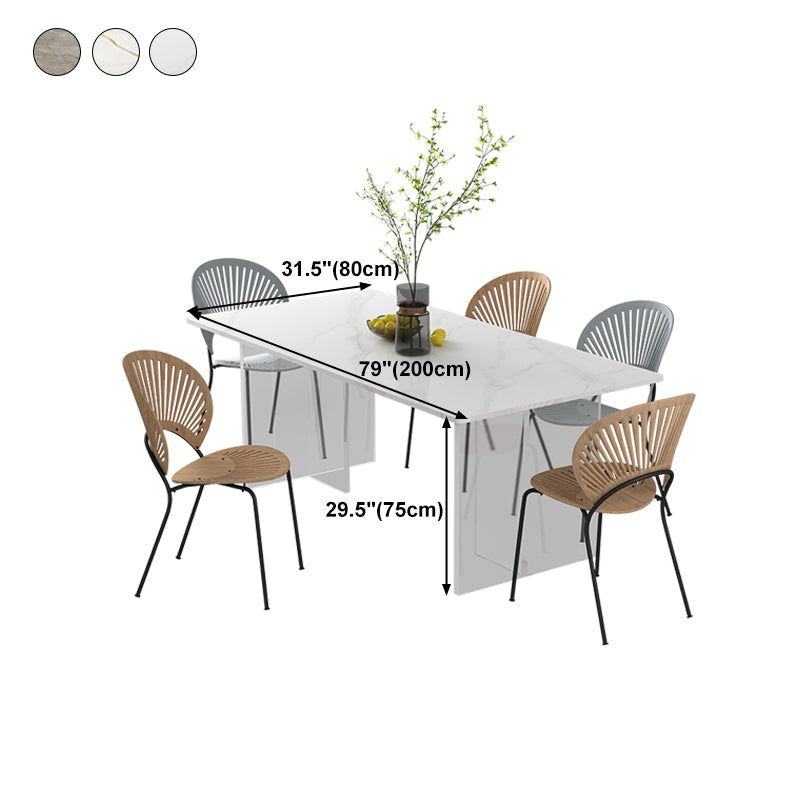 Modern Stone Top Dining Table Rectangle Acrylic Base Counter Dining Table Clearhalo 'Dining Tables & Seating' 'Dining Tables' 'dining_table' 'furn' 'furn_dining_table' 'Furniture' 'furniture_dining_table' 'Kitchen & Dining Furniture' 'kitchen' 'kitchen_dining_table' 4853814