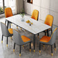 Metal 4 Legs Dining Table Contemporary Rectangle Stone Top Dining Table for Living Room White-Gold 55.1"L x 31.5"W x 29.5"H Without Chairs Clearhalo 'Dining Tables & Seating' 'Dining Tables' 'dining_table' 'furn' 'furn_dining_table' 'Furniture' 'furniture_dining_table' 'Kitchen & Dining Furniture' 'kitchen' 'kitchen_dining_table' 4853815