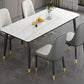 Metal 4 Legs Dining Table Contemporary Rectangle Stone Top Dining Table for Living Room Clearhalo 'Dining Tables & Seating' 'Dining Tables' 'dining_table' 'furn' 'furn_dining_table' 'Furniture' 'furniture_dining_table' 'Kitchen & Dining Furniture' 'kitchen' 'kitchen_dining_table' 4853822