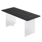Rectangle Stone Modern Dining table Clear Double Pedestal Dining Table Black Without Chairs Clearhalo 'Dining Tables & Seating' 'Dining Tables' 'dining_table' 'furn' 'furn_dining_table' 'Furniture' 'furniture_dining_table' 'Kitchen & Dining Furniture' 'kitchen' 'kitchen_dining_table' 4853834