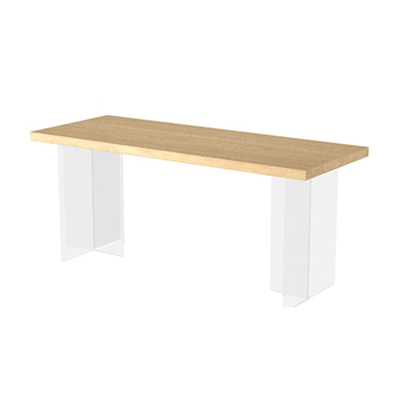 Solid Wood and Acrylic Dinner Table Modern Fixed Table Double Pedestal Dining Table Natural Without Chairs Clearhalo 'Dining Tables & Seating' 'Dining Tables' 'dining_table' 'furn' 'furn_dining_table' 'Furniture' 'furniture_dining_table' 'Kitchen & Dining Furniture' 'kitchen' 'kitchen_dining_table' 4853848