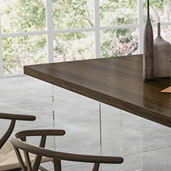 Solid Wood and Acrylic Dinner Table Modern Fixed Table Double Pedestal Dining Table Clearhalo 'Dining Tables & Seating' 'Dining Tables' 'dining_table' 'furn' 'furn_dining_table' 'Furniture' 'furniture_dining_table' 'Kitchen & Dining Furniture' 'kitchen' 'kitchen_dining_table' 4853850