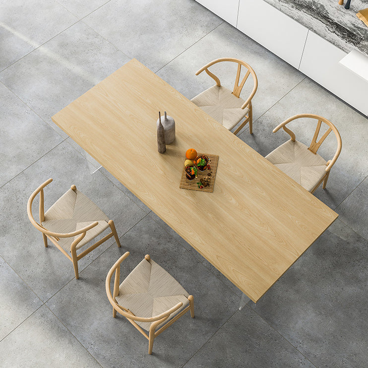 Solid Wood and Acrylic Dinner Table Modern Fixed Table Double Pedestal Dining Table Clearhalo 'Dining Tables & Seating' 'Dining Tables' 'dining_table' 'furn' 'furn_dining_table' 'Furniture' 'furniture_dining_table' 'Kitchen & Dining Furniture' 'kitchen' 'kitchen_dining_table' 4853854