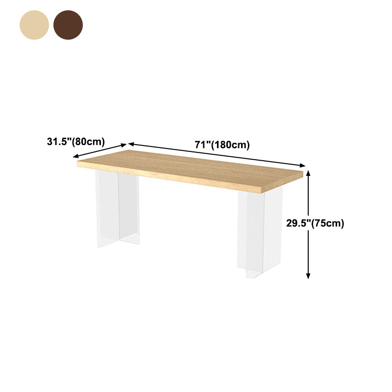 Solid Wood and Acrylic Dinner Table Modern Fixed Table Double Pedestal Dining Table Clearhalo 'Dining Tables & Seating' 'Dining Tables' 'dining_table' 'furn' 'furn_dining_table' 'Furniture' 'furniture_dining_table' 'Kitchen & Dining Furniture' 'kitchen' 'kitchen_dining_table' 4853862
