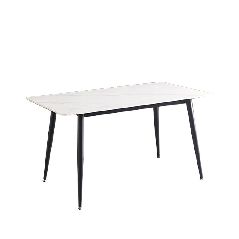 Glam Style Stone Dining Table 4 Black Legs Table Home Rectangle Dining Table Clearhalo 'Dining Tables & Seating' 'Dining Tables' 'dining_table' 'furn' 'furn_dining_table' 'Furniture' 'furniture_dining_table' 'Kitchen & Dining Furniture' 'kitchen' 'kitchen_dining_table' 4853870
