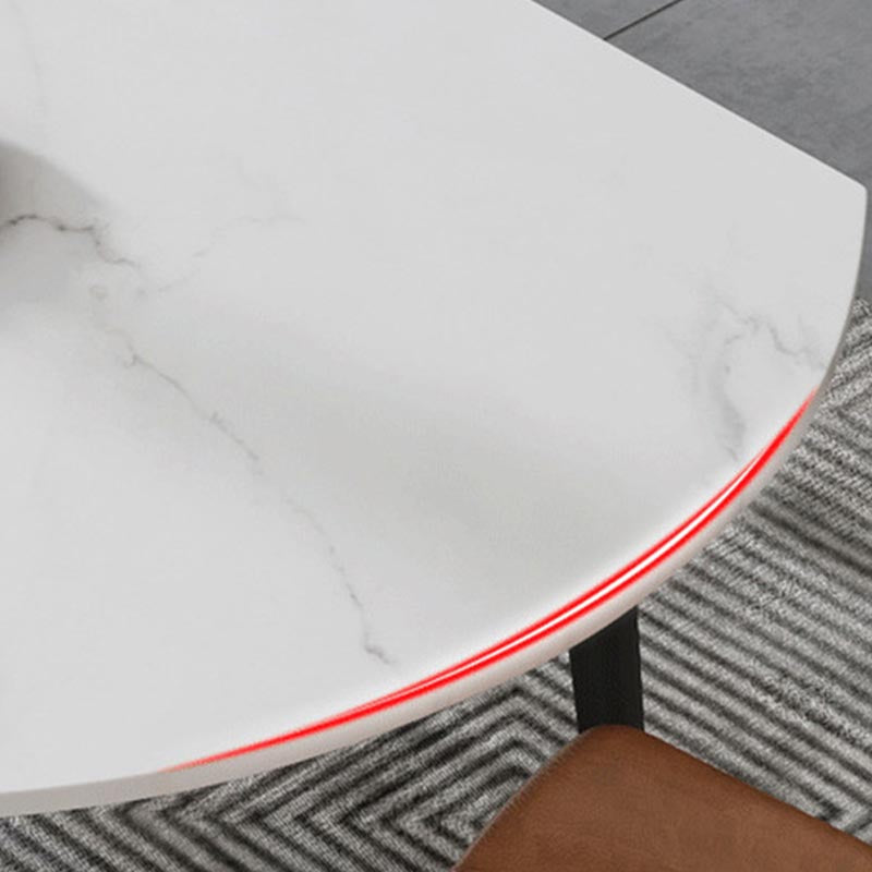 Glam Style Stone Dining Table 4 Black Legs Table Home Rectangle Dining Table Clearhalo 'Dining Tables & Seating' 'Dining Tables' 'dining_table' 'furn' 'furn_dining_table' 'Furniture' 'furniture_dining_table' 'Kitchen & Dining Furniture' 'kitchen' 'kitchen_dining_table' 4853871