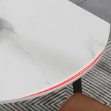 Glam Style Stone Dining Table 4 Black Legs Table Home Rectangle Dining Table Clearhalo 'Dining Tables & Seating' 'Dining Tables' 'dining_table' 'furn' 'furn_dining_table' 'Furniture' 'furniture_dining_table' 'Kitchen & Dining Furniture' 'kitchen' 'kitchen_dining_table' 4853871