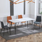 Glam Style Stone Dining Table 4 Black Legs Table Home Rectangle Dining Table Clearhalo 'Dining Tables & Seating' 'Dining Tables' 'dining_table' 'furn' 'furn_dining_table' 'Furniture' 'furniture_dining_table' 'Kitchen & Dining Furniture' 'kitchen' 'kitchen_dining_table' 4853874
