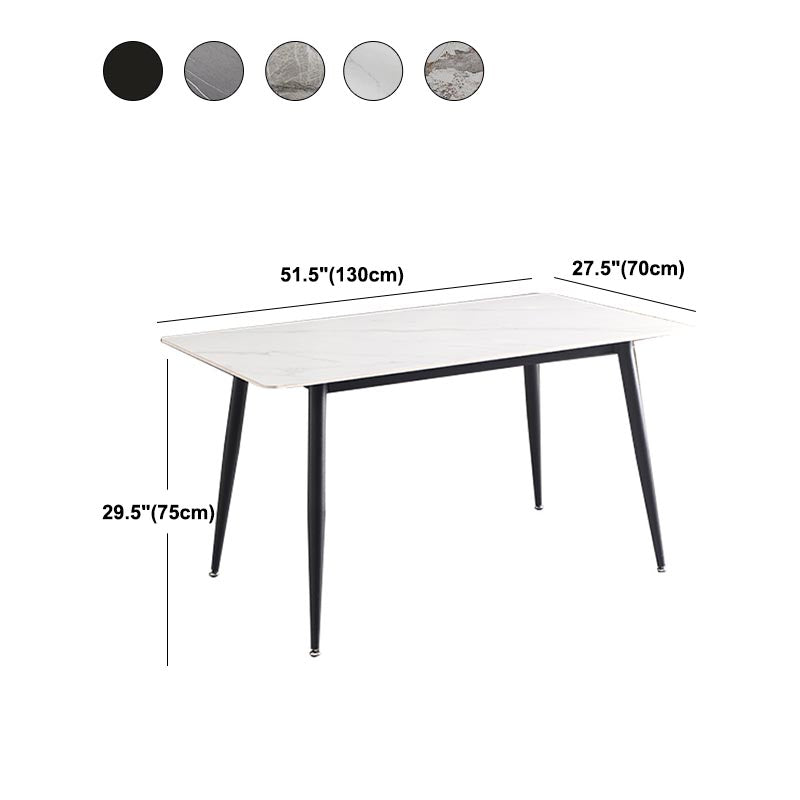 Glam Style Stone Dining Table 4 Black Legs Table Home Rectangle Dining Table Clearhalo 'Dining Tables & Seating' 'Dining Tables' 'dining_table' 'furn' 'furn_dining_table' 'Furniture' 'furniture_dining_table' 'Kitchen & Dining Furniture' 'kitchen' 'kitchen_dining_table' 4853877