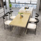 Rectangle Wood Top Dining Table Modern Clear Acrylic Base Dinner Room Kitchen Table Natural 63"L x 27.6"W x 29.5"H Without Chairs Clearhalo 'Dining Tables & Seating' 'Dining Tables' 'dining_table' 'furn' 'furn_dining_table' 'Furniture' 'furniture_dining_table' 'Kitchen & Dining Furniture' 'kitchen' 'kitchen_dining_table' 4853881