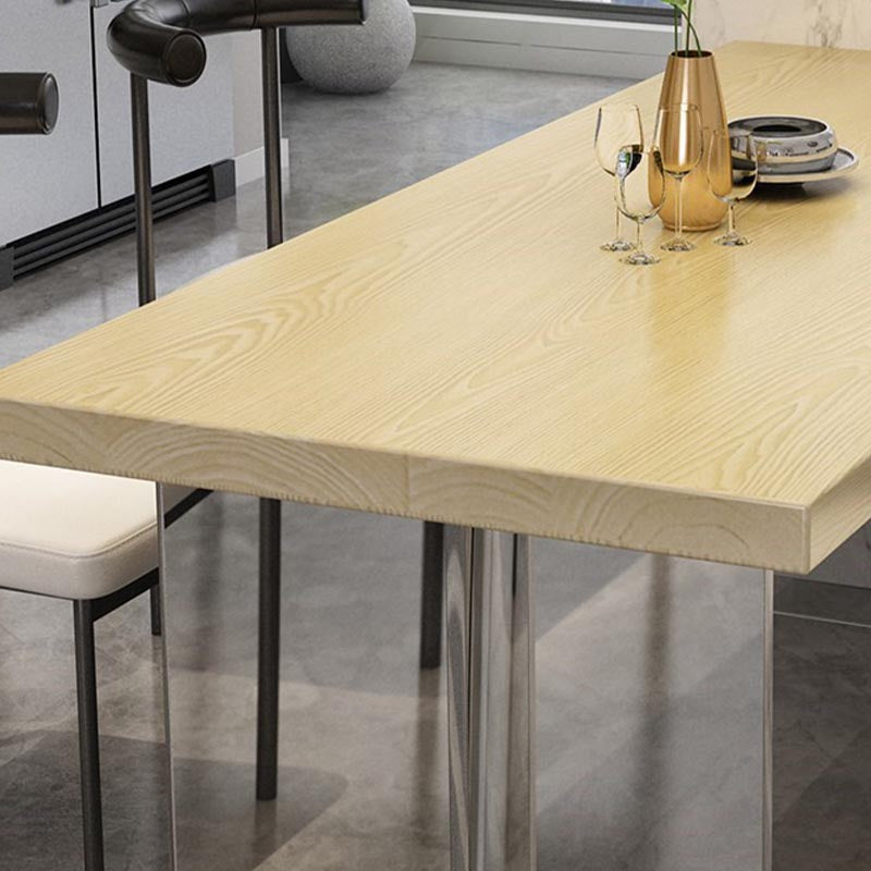 Rectangle Wood Top Dining Table Modern Clear Acrylic Base Dinner Room Kitchen Table Clearhalo 'Dining Tables & Seating' 'Dining Tables' 'dining_table' 'furn' 'furn_dining_table' 'Furniture' 'furniture_dining_table' 'Kitchen & Dining Furniture' 'kitchen' 'kitchen_dining_table' 4853885
