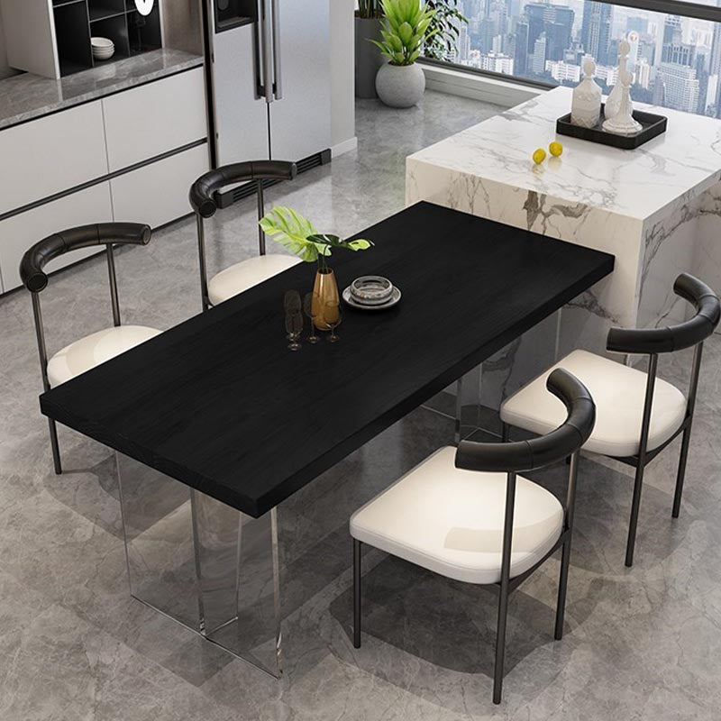 Rectangle Wood Top Dining Table Modern Clear Acrylic Base Dinner Room Kitchen Table Clearhalo 'Dining Tables & Seating' 'Dining Tables' 'dining_table' 'furn' 'furn_dining_table' 'Furniture' 'furniture_dining_table' 'Kitchen & Dining Furniture' 'kitchen' 'kitchen_dining_table' 4853889