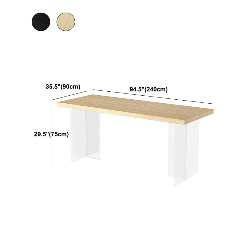 Rectangle Wood Top Dining Table Modern Clear Acrylic Base Dinner Room Kitchen Table Clearhalo 'Dining Tables & Seating' 'Dining Tables' 'dining_table' 'furn' 'furn_dining_table' 'Furniture' 'furniture_dining_table' 'Kitchen & Dining Furniture' 'kitchen' 'kitchen_dining_table' 4853897
