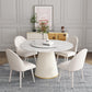 Modern Round Dinette Table Metal Base Pedestal Stone Top Dining Table in White Matte White Without Chairs Clearhalo 'Dining Tables & Seating' 'Dining Tables' 'dining_table' 'furn' 'furn_dining_table' 'Furniture' 'furniture_dining_table' 'Kitchen & Dining Furniture' 'kitchen' 'kitchen_dining_table' 4853898