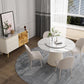 Modern Round Dinette Table Metal Base Pedestal Stone Top Dining Table in White Matte White 47.2"L x 47.2"W x 29.5"H Without Chairs Clearhalo 'Dining Tables & Seating' 'Dining Tables' 'dining_table' 'furn' 'furn_dining_table' 'Furniture' 'furniture_dining_table' 'Kitchen & Dining Furniture' 'kitchen' 'kitchen_dining_table' 4853899
