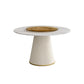 Modern Round Dinette Table Metal Base Pedestal Stone Top Dining Table in White White Yellow Without Chairs Clearhalo 'Dining Tables & Seating' 'Dining Tables' 'dining_table' 'furn' 'furn_dining_table' 'Furniture' 'furniture_dining_table' 'Kitchen & Dining Furniture' 'kitchen' 'kitchen_dining_table' 4853902