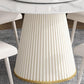 Modern Round Dinette Table Metal Base Pedestal Stone Top Dining Table in White Clearhalo 'Dining Tables & Seating' 'Dining Tables' 'dining_table' 'furn' 'furn_dining_table' 'Furniture' 'furniture_dining_table' 'Kitchen & Dining Furniture' 'kitchen' 'kitchen_dining_table' 4853905