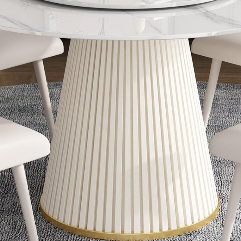Modern Round Dinette Table Metal Base Pedestal Stone Top Dining Table in White Clearhalo 'Dining Tables & Seating' 'Dining Tables' 'dining_table' 'furn' 'furn_dining_table' 'Furniture' 'furniture_dining_table' 'Kitchen & Dining Furniture' 'kitchen' 'kitchen_dining_table' 4853905