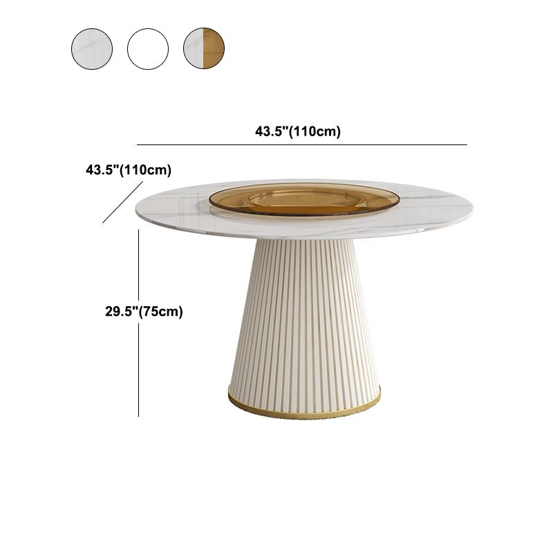 Modern Round Dinette Table Metal Base Pedestal Stone Top Dining Table in White Clearhalo 'Dining Tables & Seating' 'Dining Tables' 'dining_table' 'furn' 'furn_dining_table' 'Furniture' 'furniture_dining_table' 'Kitchen & Dining Furniture' 'kitchen' 'kitchen_dining_table' 4853908
