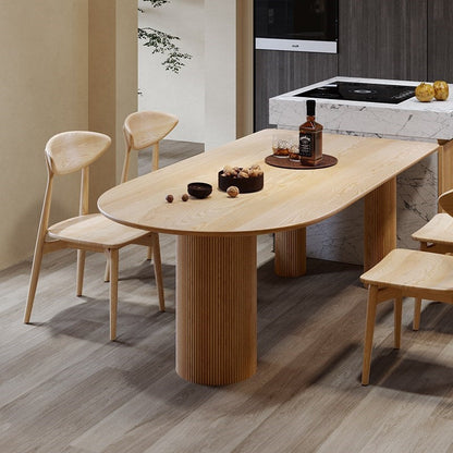 Modern Wood Top Oval Dinette Table Wood Base Dining Table for Living Room Natural Without Chairs Clearhalo 'Dining Tables & Seating' 'Dining Tables' 'dining_table' 'furn' 'furn_dining_table' 'Furniture' 'furniture_dining_table' 'Kitchen & Dining Furniture' 'kitchen' 'kitchen_dining_table' 4853911