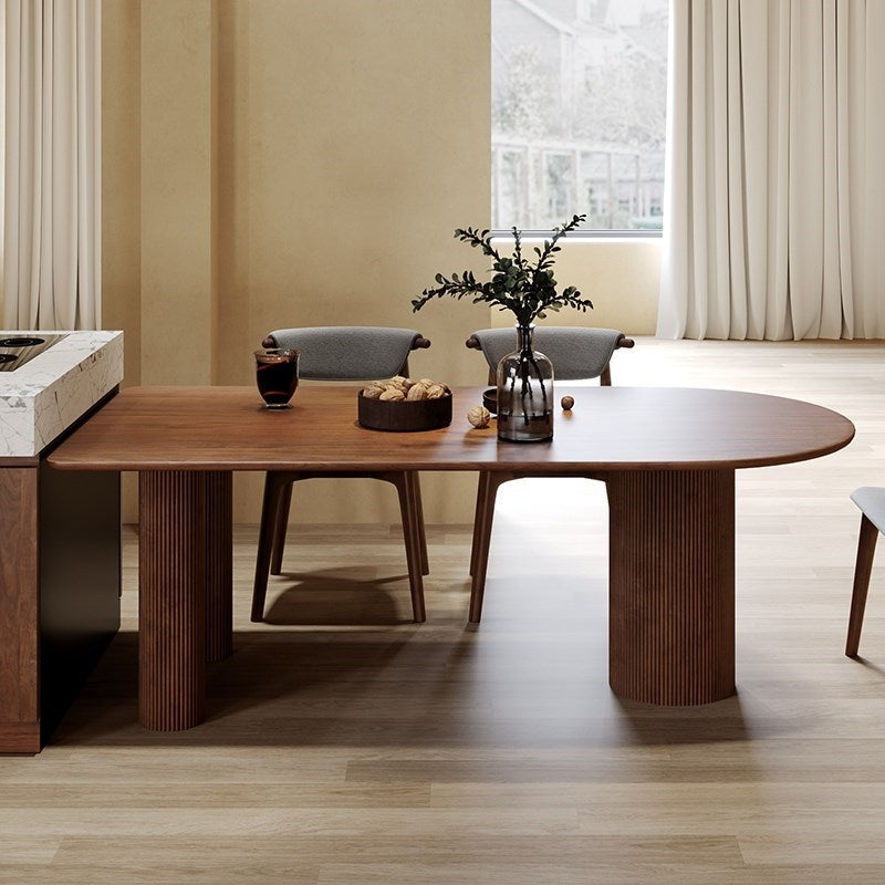Modern Wood Top Oval Dinette Table Wood Base Dining Table for Living Room Brown Without Chairs Clearhalo 'Dining Tables & Seating' 'Dining Tables' 'dining_table' 'furn' 'furn_dining_table' 'Furniture' 'furniture_dining_table' 'Kitchen & Dining Furniture' 'kitchen' 'kitchen_dining_table' 4853913