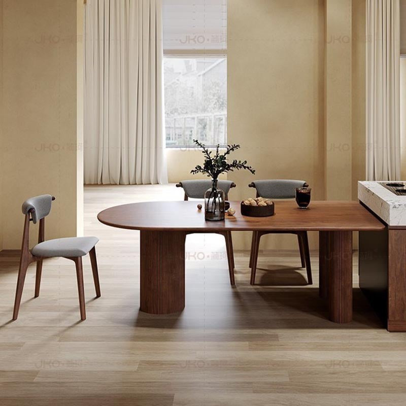 Modern Wood Top Oval Dinette Table Wood Base Dining Table for Living Room Clearhalo 'Dining Tables & Seating' 'Dining Tables' 'dining_table' 'furn' 'furn_dining_table' 'Furniture' 'furniture_dining_table' 'Kitchen & Dining Furniture' 'kitchen' 'kitchen_dining_table' 4853918